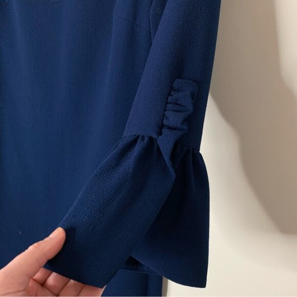 Club Monaco Archibelle Shift Dress Navy Blue Crepe 3/4 Length Sleeve Size 00 - Picture 13 of 16